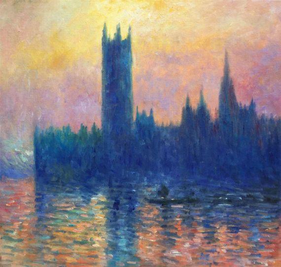 Claude Monet, Houses Of Parliament, Sunset Effect - Hand Painted Oil 