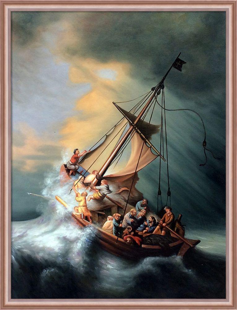 The Storm on the Sea of Galilee Pre-framed - Rose Gold Classico Frame 30" X 40"