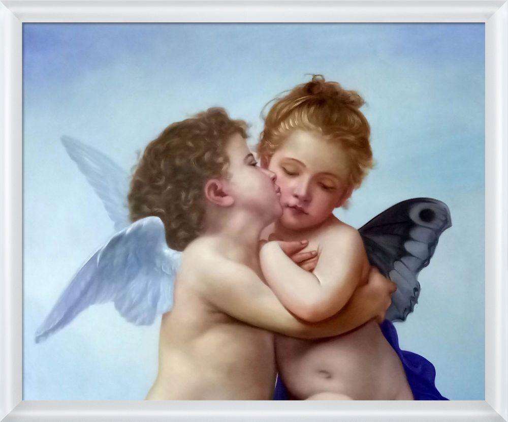 Cupid and Psyche as Children Pre-framed - Moderne Blanc Frame 20" X 24"