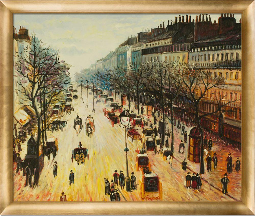 Boulevard Montmartre on a Winter Morning Pre-Framed - Gold Luminoso Frame 20"X24"