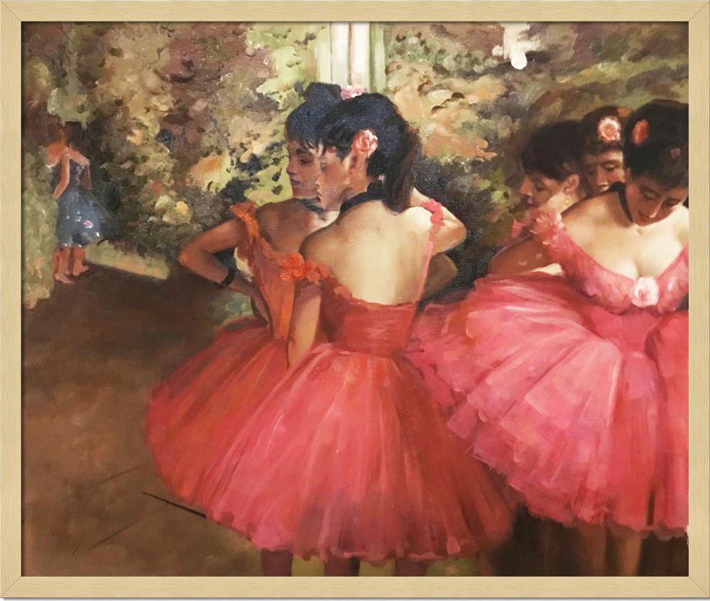 Dancers in Pink Pre-Framed - Studio Blonde Wood Frame 20"X24"