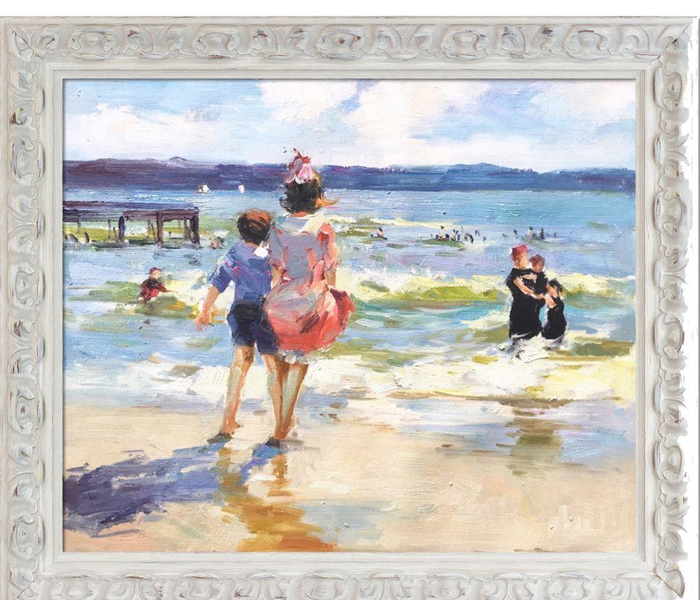 At the Seashore Pre-Framed - Brimfield Cottage White Frame 20" X 24"
