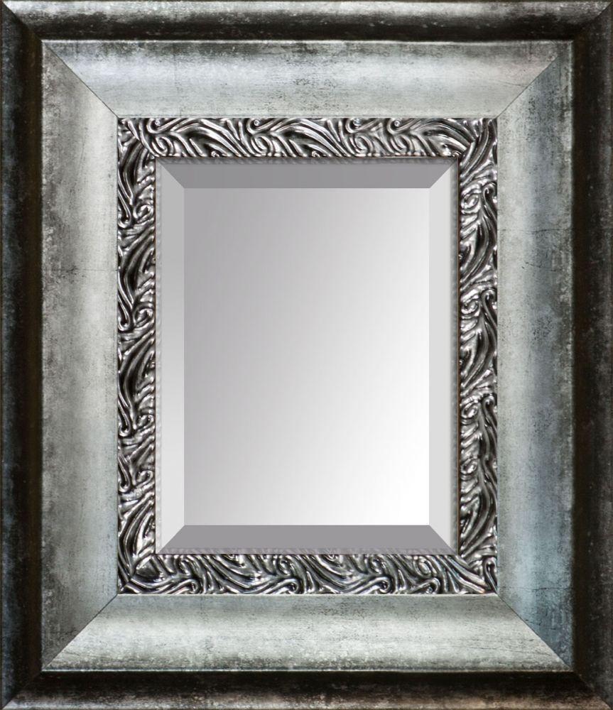 Distressed Ornate Silver Custom Stacked Framed Mirror