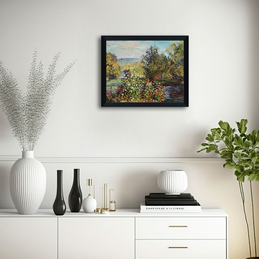 Corner of the Garden at Montgeron Pre-framed - Studio Black Wood Frame 8"X10"