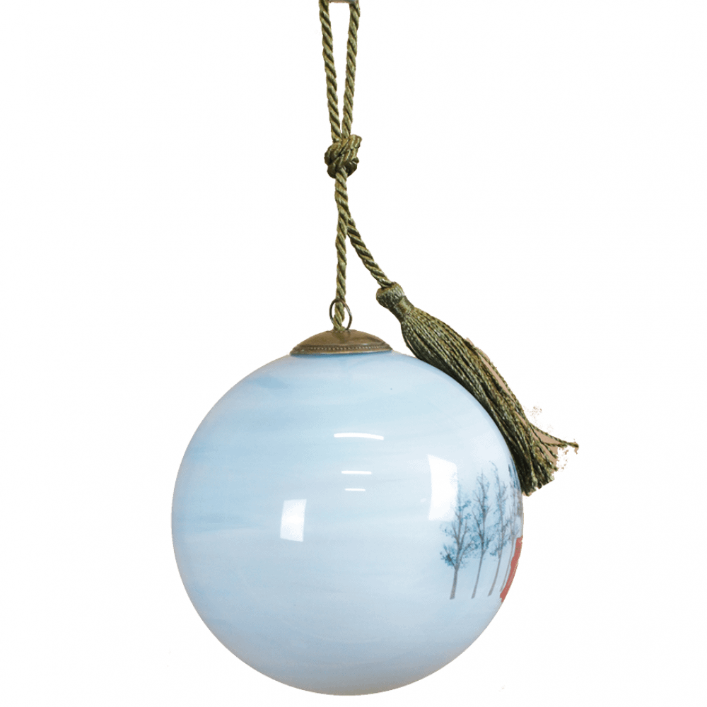 Vintage Christmas Hand Painted Glass Ornament