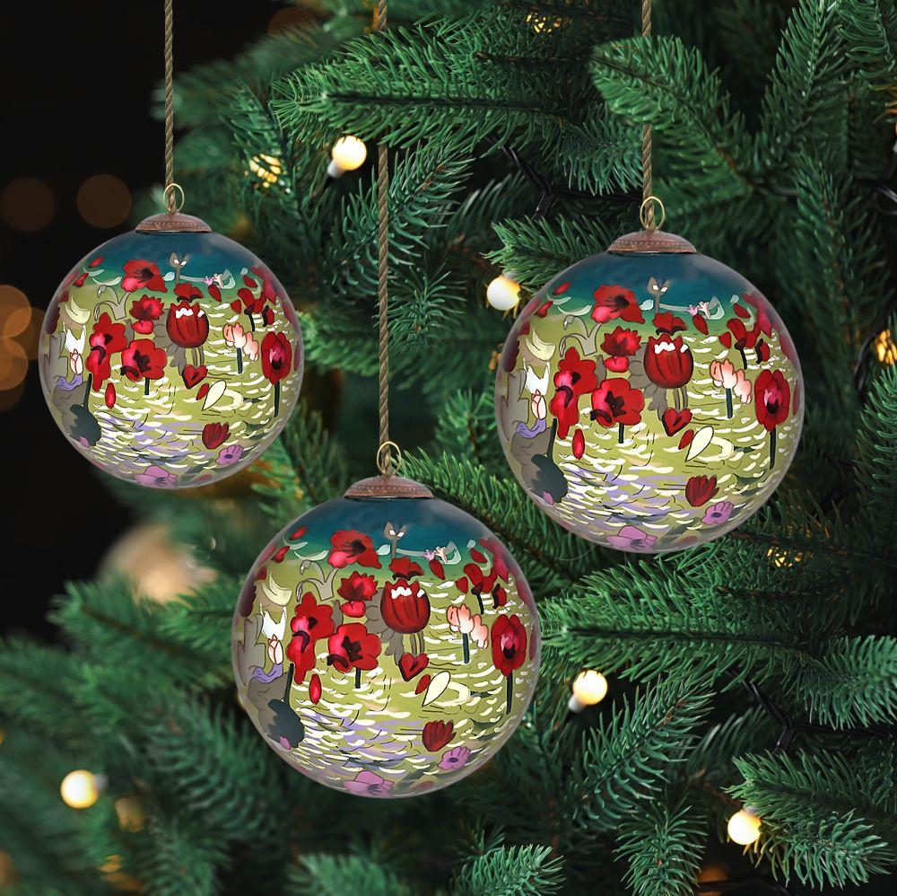 Poppies Glass Ornament Collection (Set of 3)