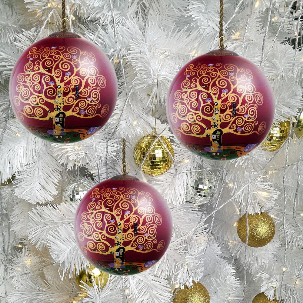 Tree of Life (Burgundy) Glass Ornament Collection (Set of 3)