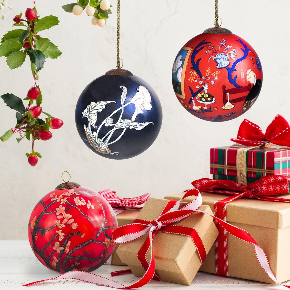 Harmony Red & Blue Glass Ornament Collection (Set of 3)
