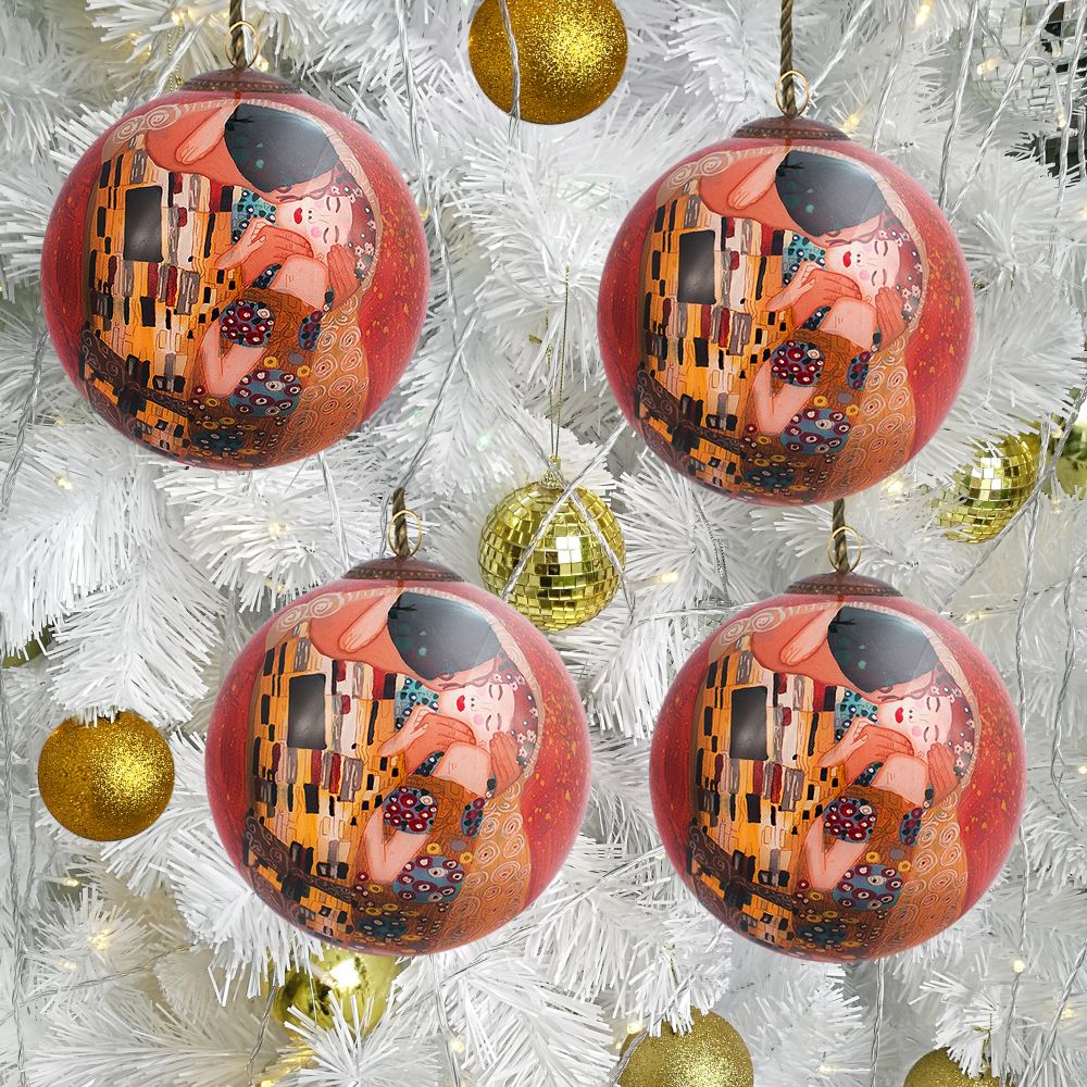 The Kiss by Klimt Glass Ornament Collection (Set of 4)