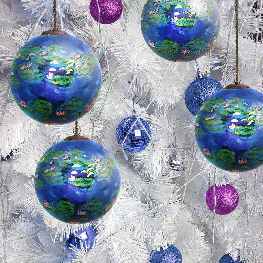Water Lilies Glass Ornament Collection (Set of 4)