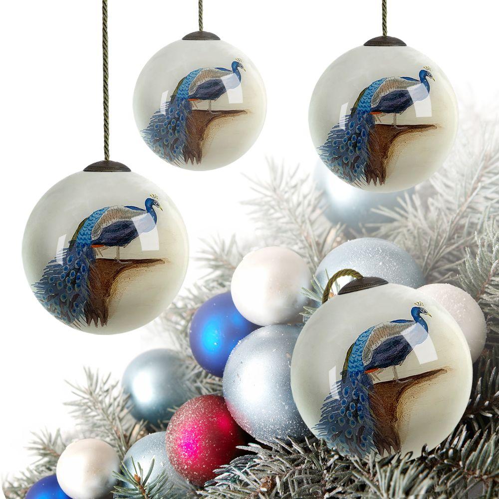 Peacock Glass Ornament Collection (Set of 4)