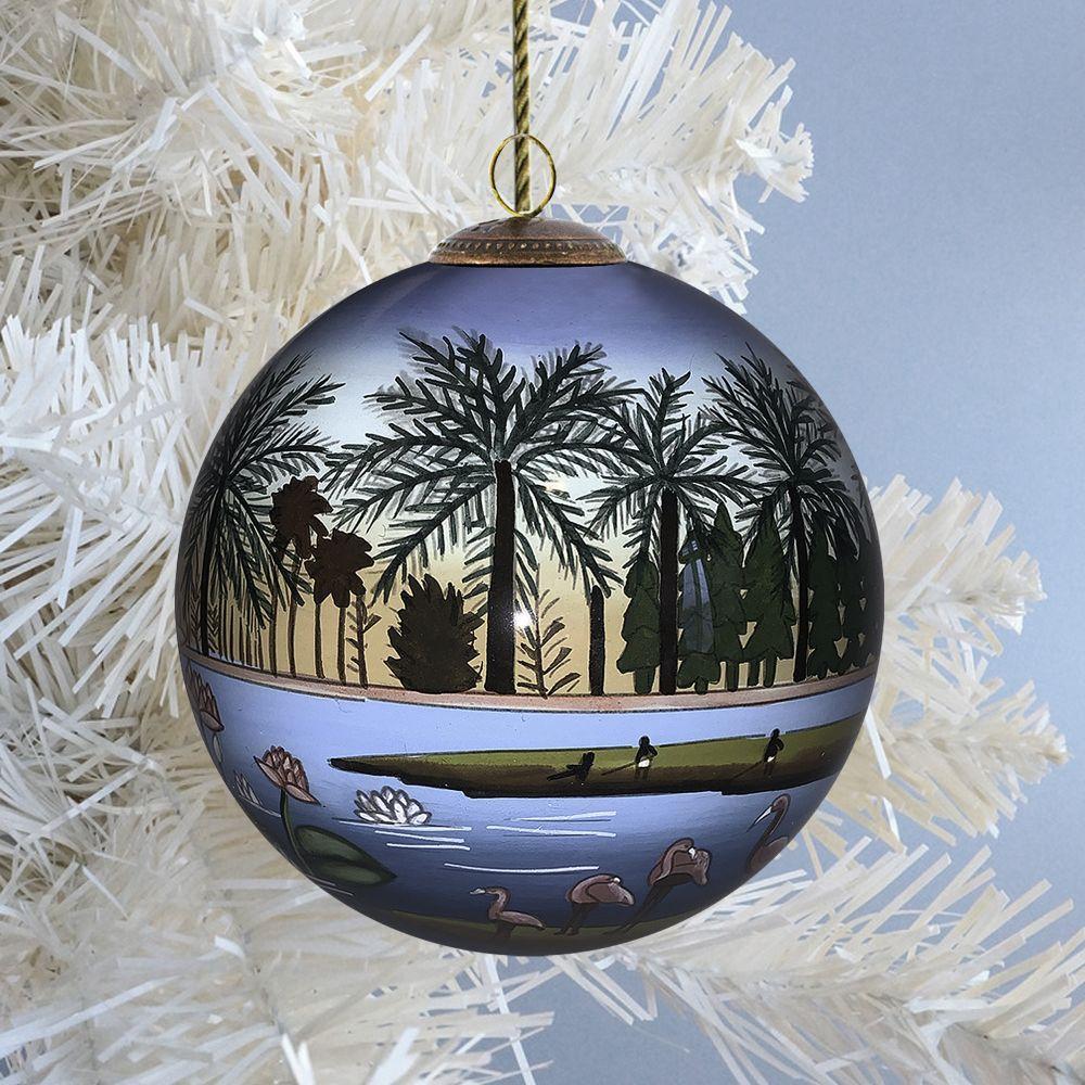 The Flamingoes Hand Painted Glass Ornament