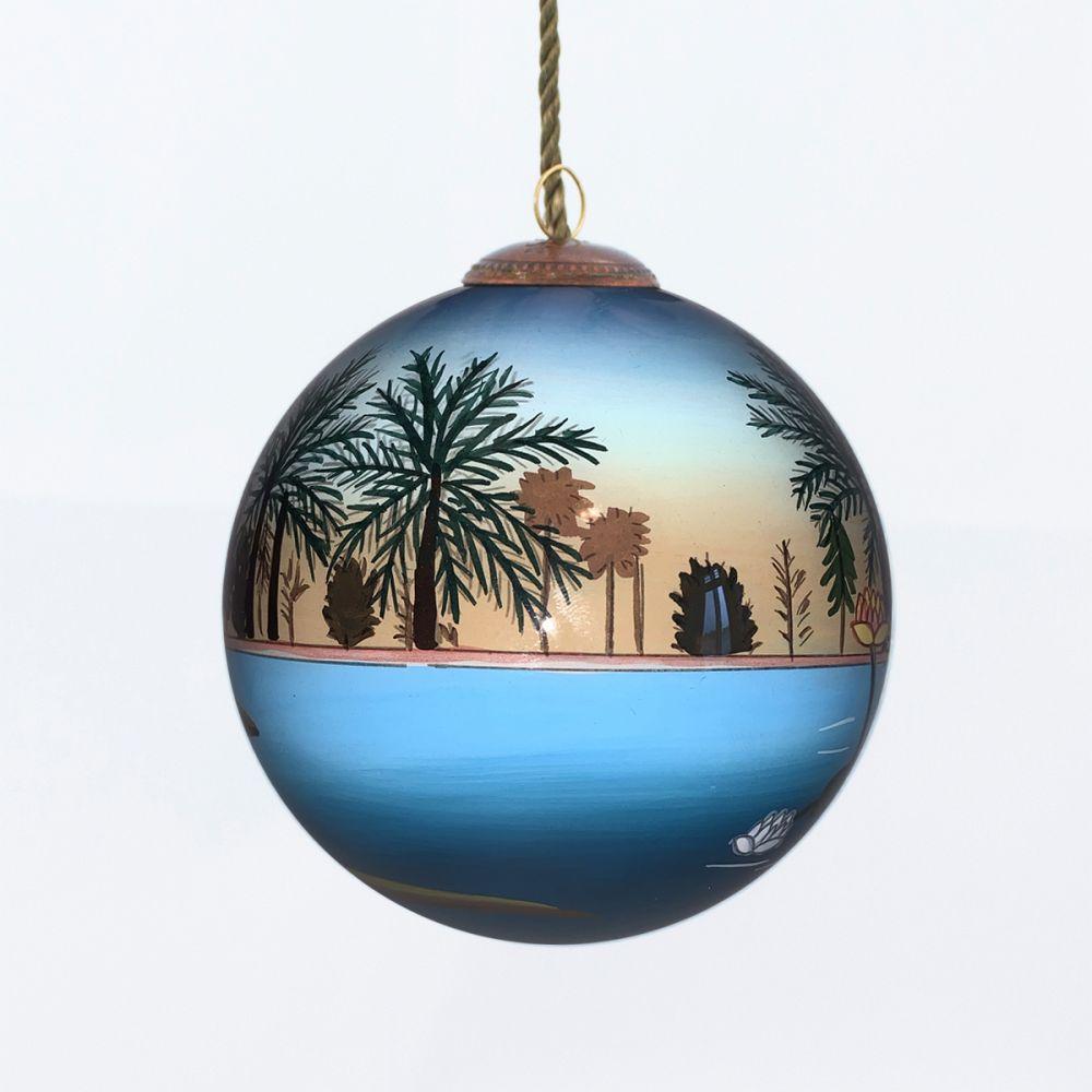 The Flamingoes Hand Painted Glass Ornament