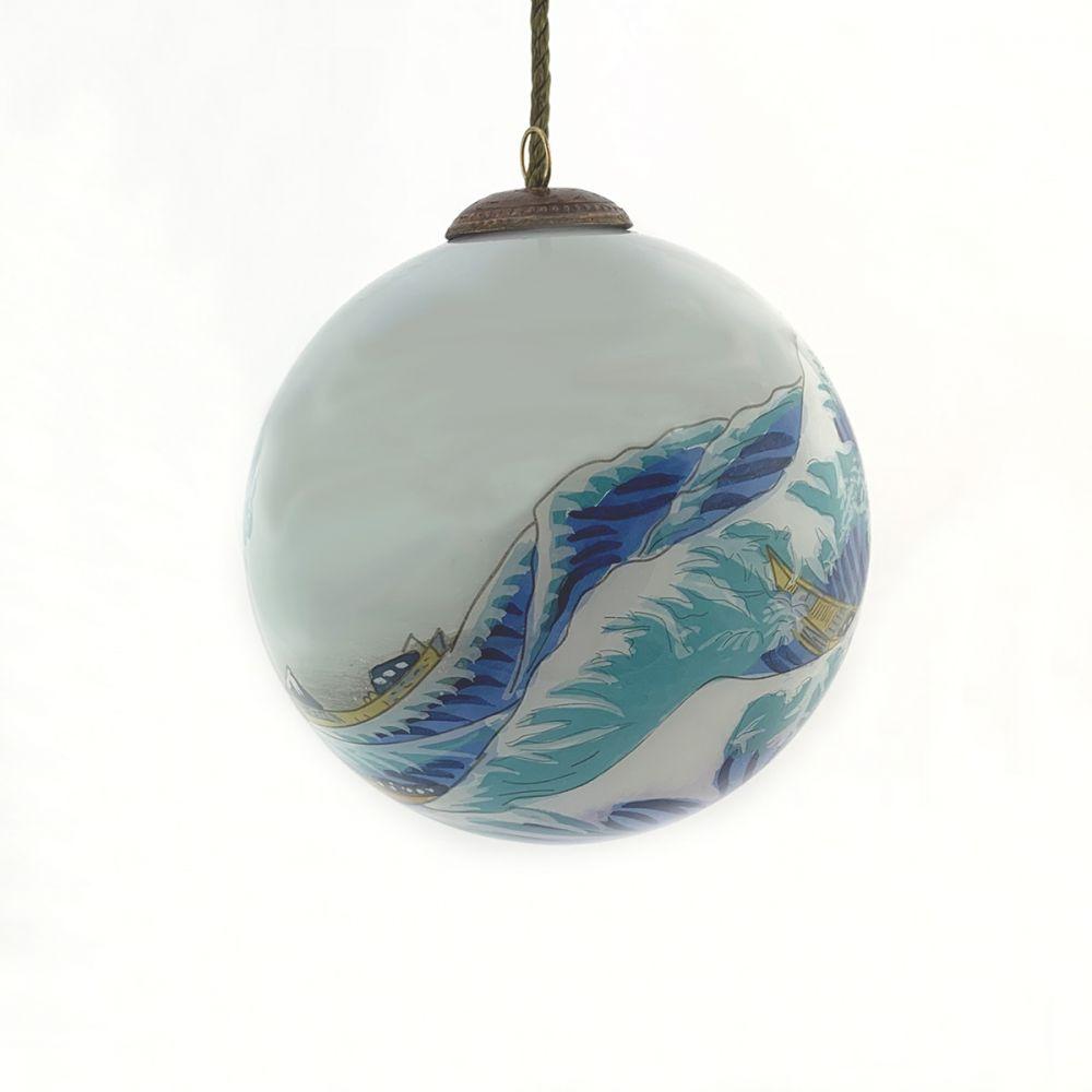 The Great Wave of Kanagawa Hand Painted Glass Ornament