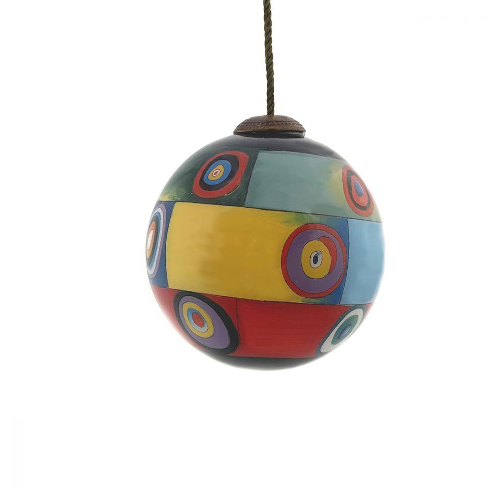 Farbstudie Quadrate Hand Painted Glass Ornament