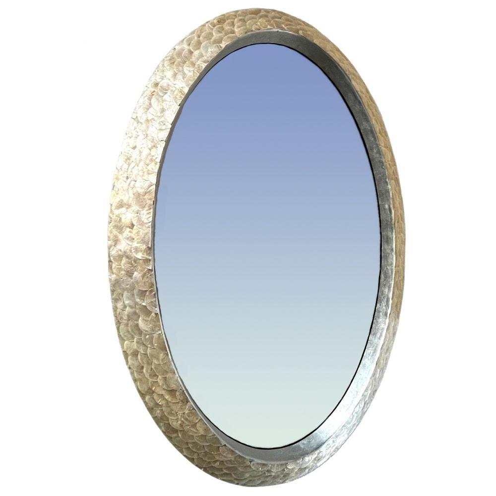 Gold Seaside Mother of Pearl Framed Oval Mirror