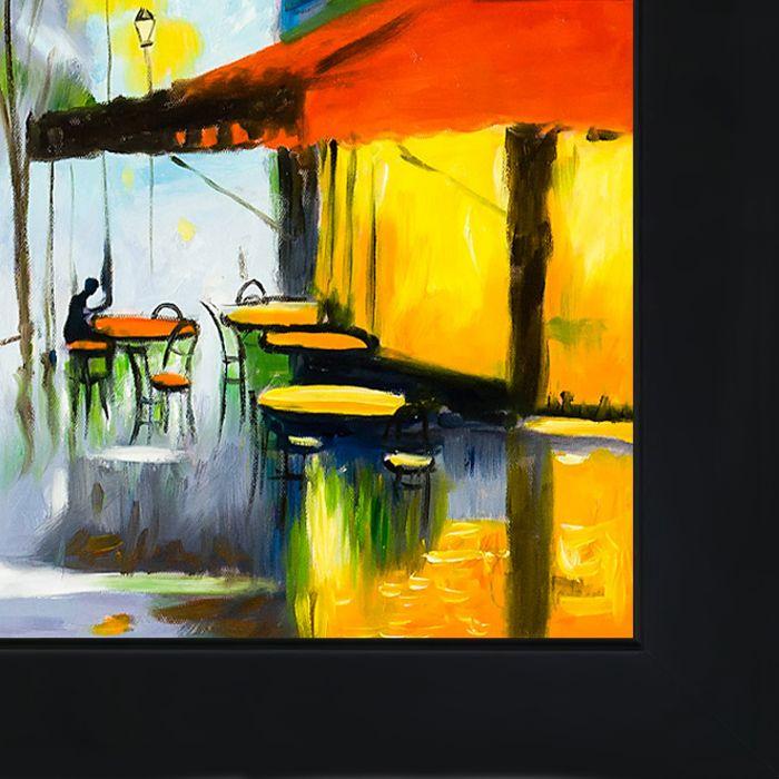 Cafe on a Rainy Day Reproduction Pre-Framed - New Age Black Frame 20"X24"