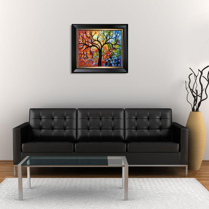 Rainbow Tree Reproduction Pre-Framed - Black Matte King and Piccino Luminoso Custom Stacked Frame 20" X 24"