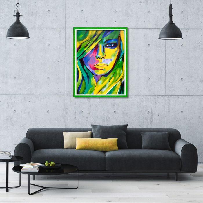 Urban Camouflage Reproduction Pre-Framed - Jubilee Green with Studio White Custom Stacked Frame 30" X 40"