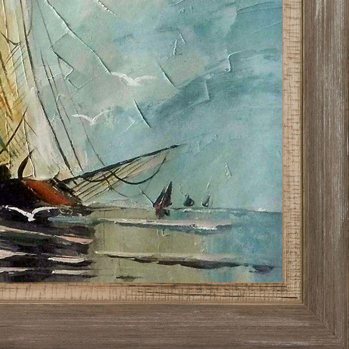 Boats Reproduction Pre-Framed - Miramar Distressed Charcoal Grey Frame 20" X 24"