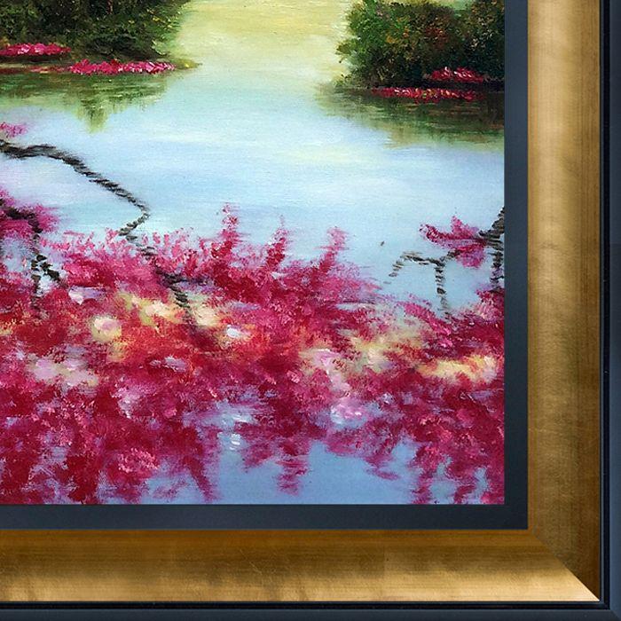 A Flowery Tree Reproduction Pre-Framed - Gold Luminoso and Black Custom Stacked Frame 20" X 24"