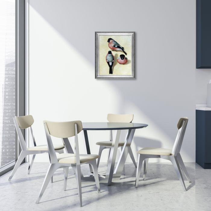 Three Bullfinches Pre-framed - Athenian Silver Frame 20"X24"