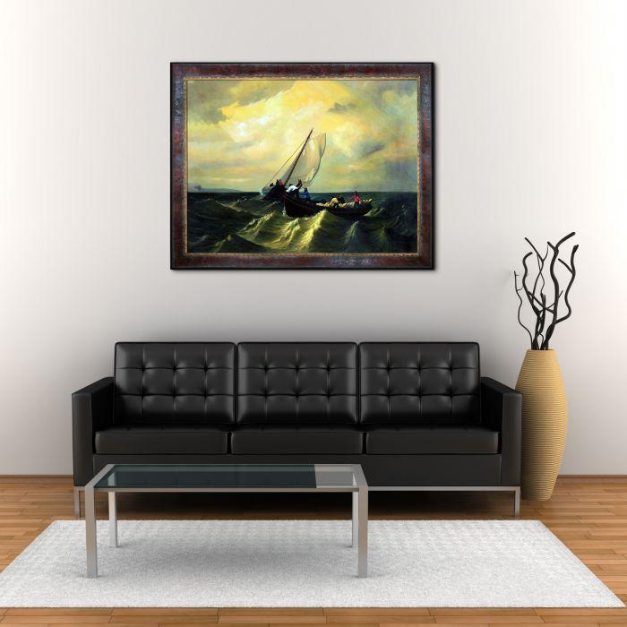 Fishing Boats on Bay of Fundy Pre-Framed - Sambrosa Distressed Cherry Frame 30