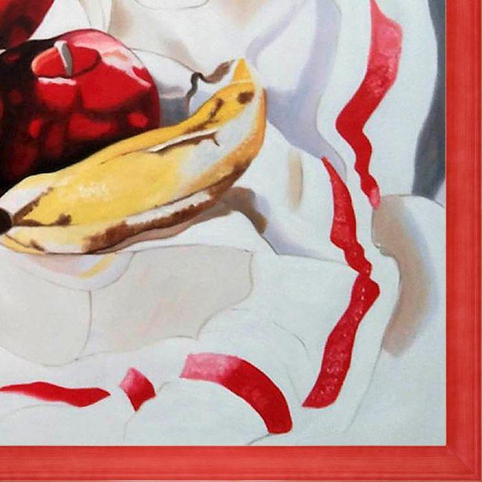 Still Life with Apples and Bananas Pre-Framed - Jubilee Red Frame 24" X 36"