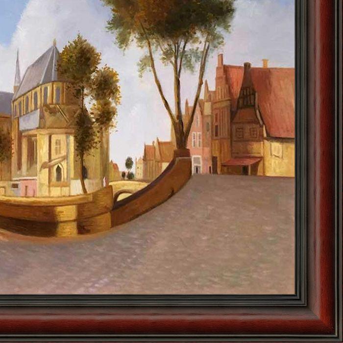 A View of Delft with a Musical Instrument Seller's Stall Pre-framed - Grecian Wine Frame 24" X 36"