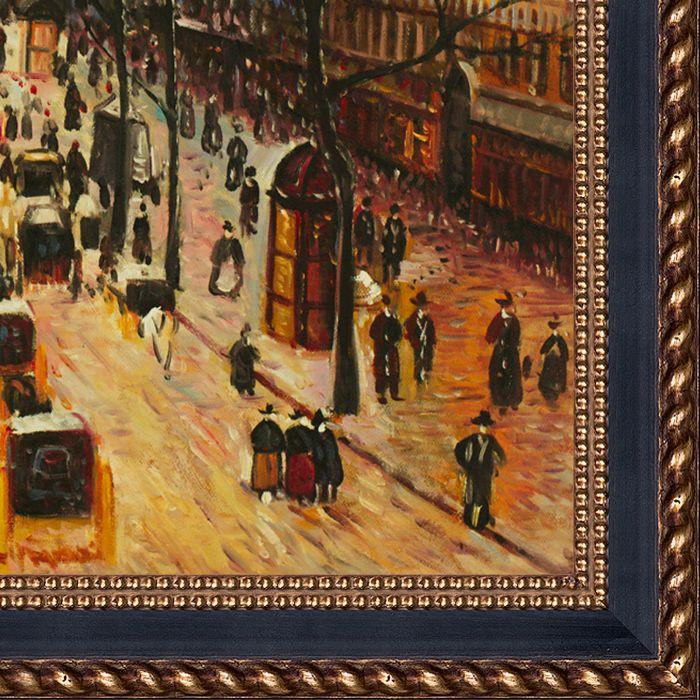 Boulevard Montmartre on a Winter Morning Pre-Framed - Verona Black and Gold Braid 20" X 24"