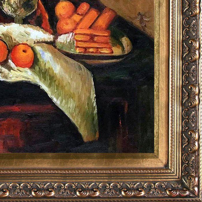 Receptacles, Fruit and Biscuits on a Sideboard Pre-Framed - Baroque Antique Gold Frame 20"X24"