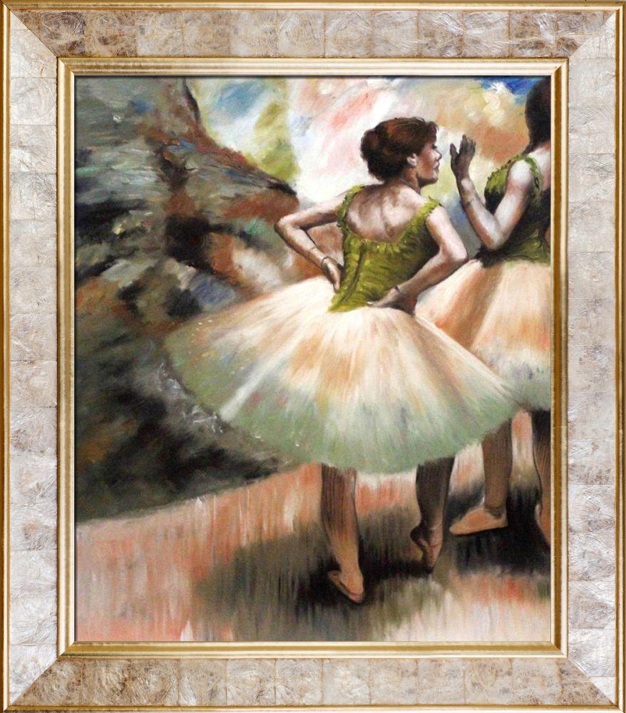 Dancers, Pink and Green Pre-Framed - Gold Pearl Frame 20" X 24"