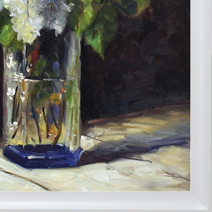 Lilacs in a Vase Pre-Framed - Moderne Blanc Frame 20" X 24"