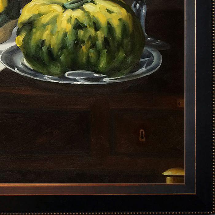 Still Life with Melon and Peaches Pre-Framed - Veine D'Or Bronze Angled Frame 24"X36"