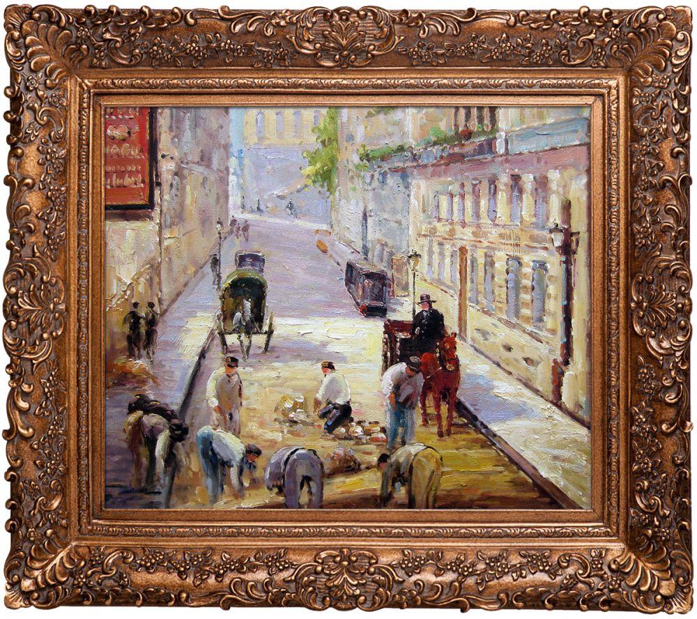 Rue Mosnier with Road Menders Pre-Framed - Burgeon Gold Frame 20"X24"