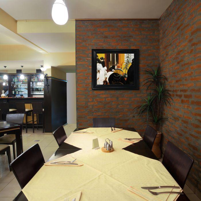 New York Restaurant Pre-Framed - Black Matte King Frame 20"X24"