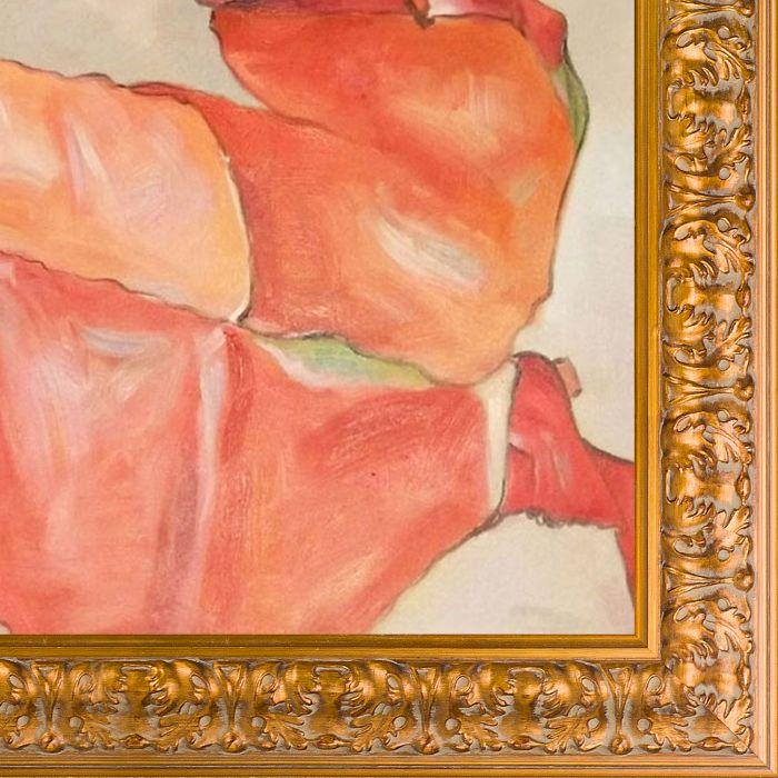 Kneeling Female in Orange-Red Dress, 1910 Preframed - Sicilian Gold Frame 24" X 36"