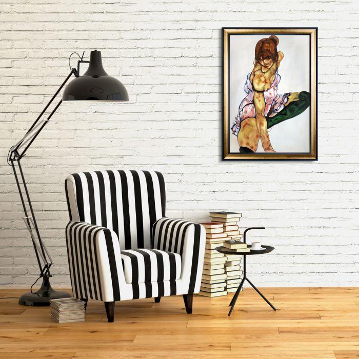 A Blond Girl with Green Socks, 1914 Pre-Framed - Gold Luminoso and Black Custom Stacked Frame 24" X 36"