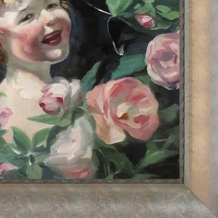 Among the Roses Pre-Framed - Champage Scoop with Swirl Lip Frame 24"X24"