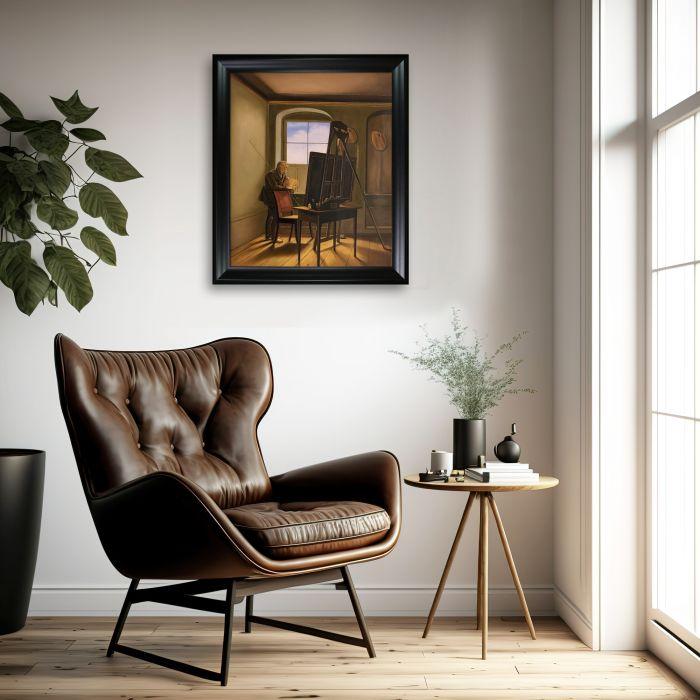 Caspar David Friedrich in his Studio Pre-framed - Black Matte Frame 20"X24"