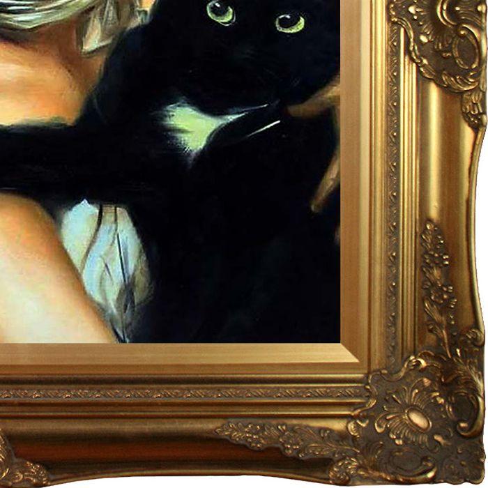 Girl with Black Cat, 1885 Pre-Framed - Victorian Gold Frame 20"X24"