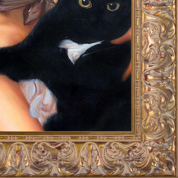 Girl with Black Cat, 1885 Pre-Framed - Espana Gold Frame 20"X24"