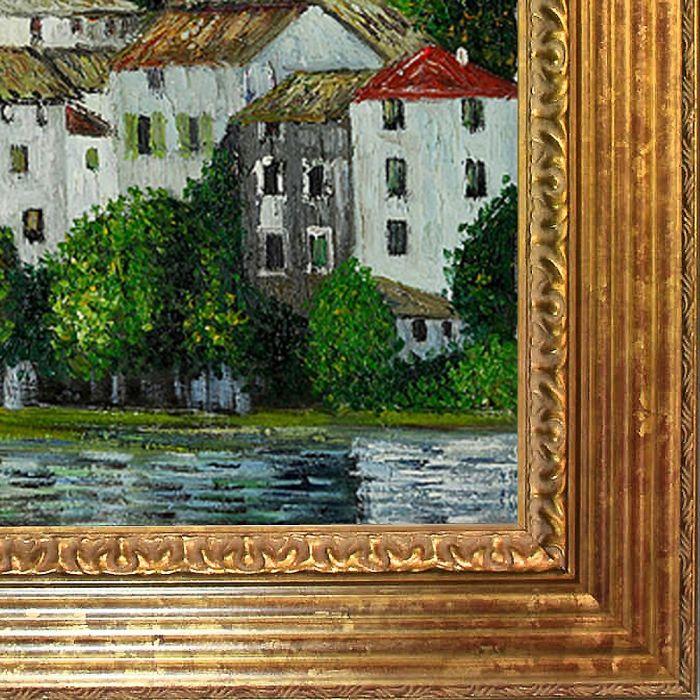 Church in Cassone (Landscape with Cypress) Oil Painting Pre-Framed - Vienna Gold Leaf Frame 20"X24"