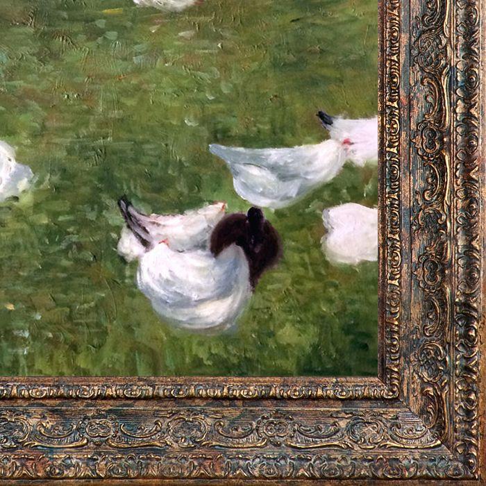 After the Rain, Garden with Chickens in St. Agatha Pre-Framed - Parisian Tortoise Frame 20