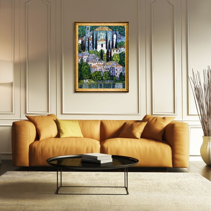 Church in Cassone (Landscape with Cypress) Pre-Framed - Athenian Gold Frame 30"X40"