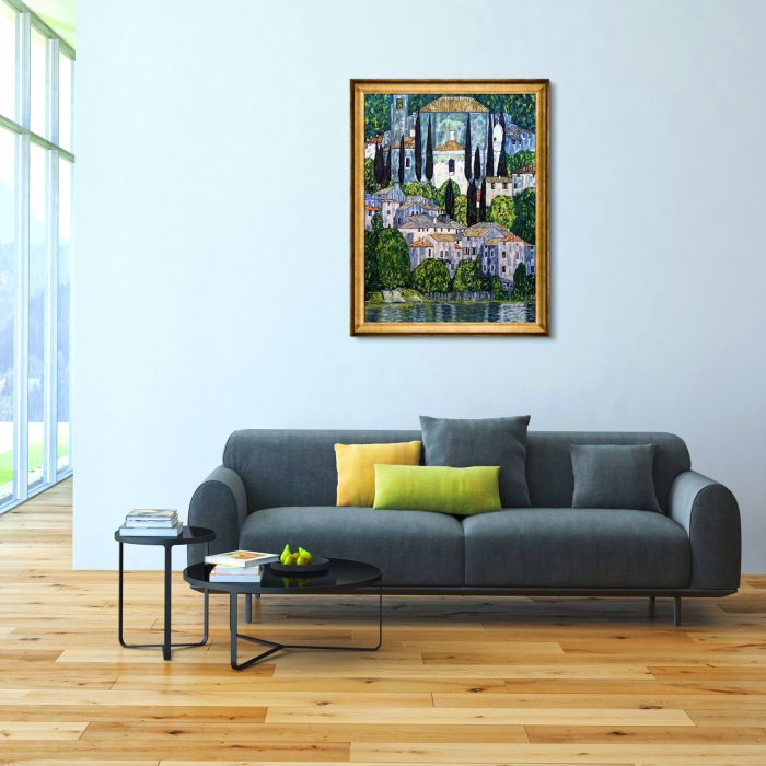 Church in Cassone (Landscape with Cypress) Pre-Framed - Athenian Gold Frame 30"X40"