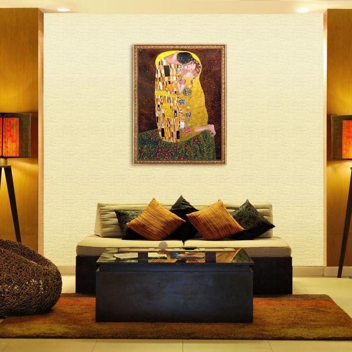 The Kiss (full view - Luxury Line) Pre-Framed - Versailles Gold Frame 30" X 40"