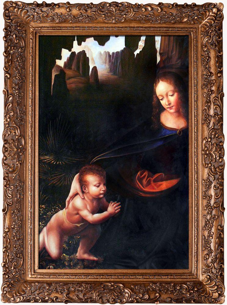 Virgin of the Rocks (Louvre detail with child) Pre-Framed - Burgeon Gold Frame 24"X36"
