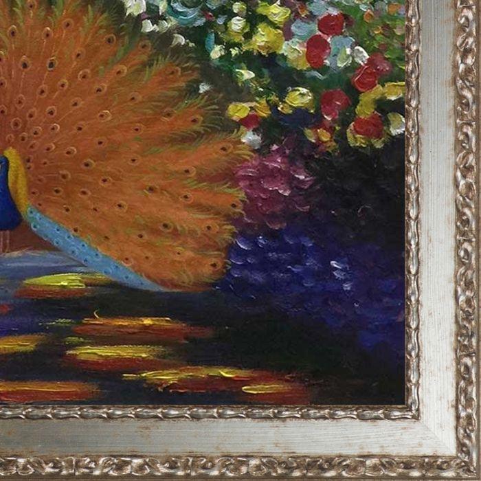 Peacock in the Artist's Garden Pre-Framed - Versailles Silver Salon Frame 20" X 24"