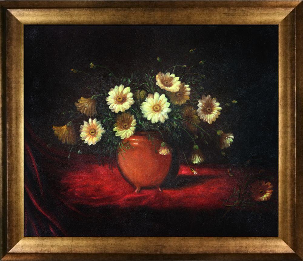 Yellow Daisies in a Bowl Pre-Framed - Athenian Gold Frame 20"X24"